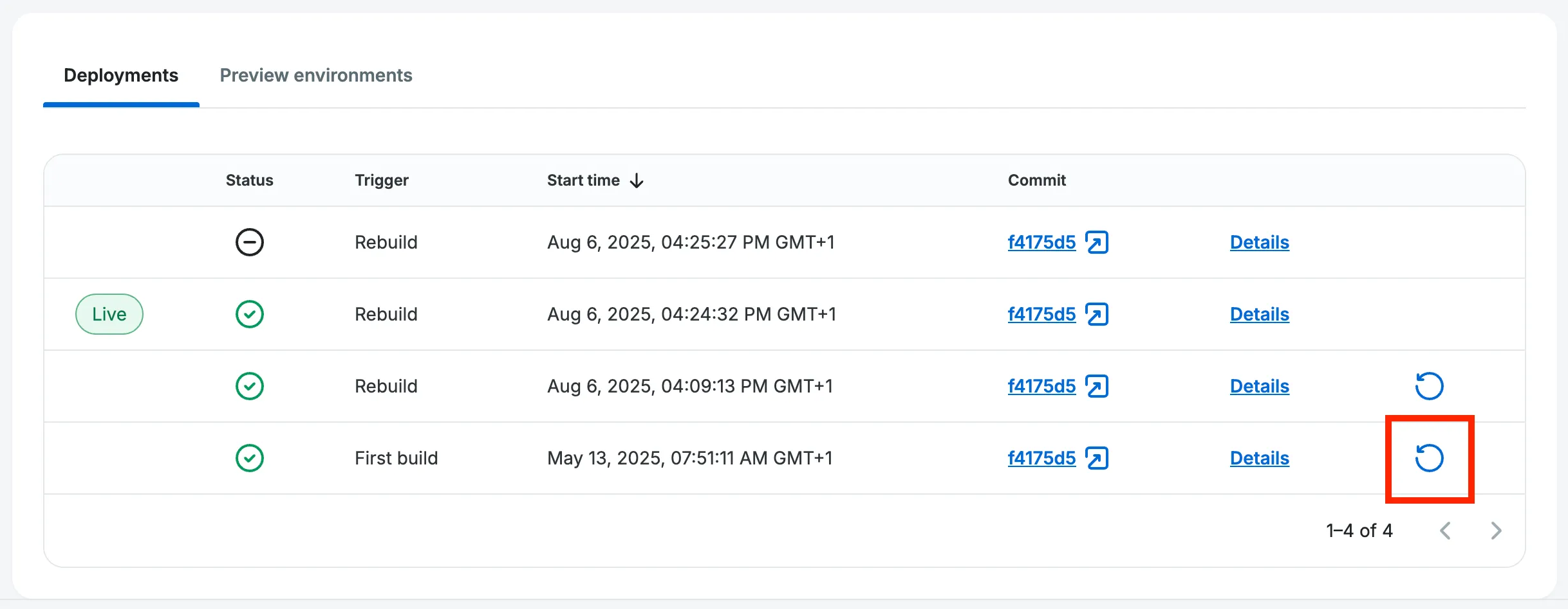 Button to roll back to a previous version
